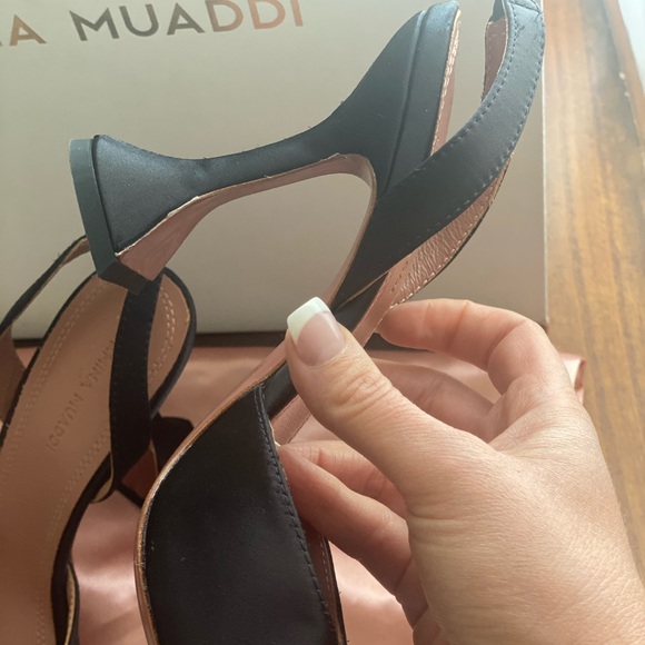 *SOLD* AMINA MUADDI | Black satin begum slingback - Picture 9 of 10